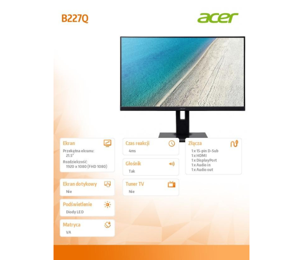 Acer B227QABMIPRX czarny - 651616 - zdjęcie 4